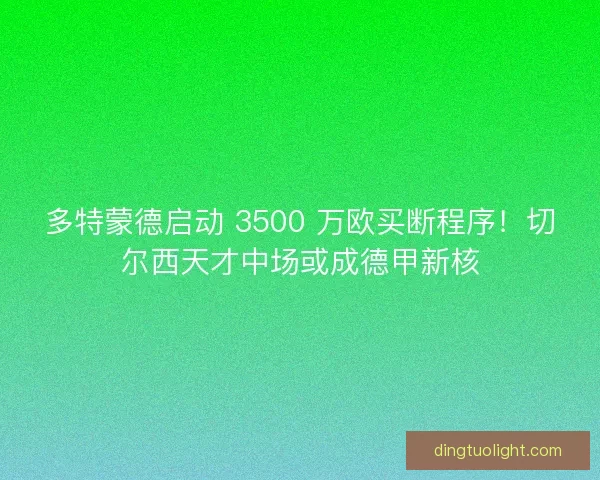 多特蒙德启动 3500 万欧买断程序！切尔西天才中场或成德甲新核