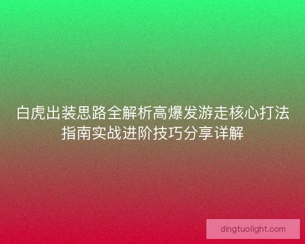 白虎出装思路全解析高爆发游走核心打法指南实战进阶技巧分享详解