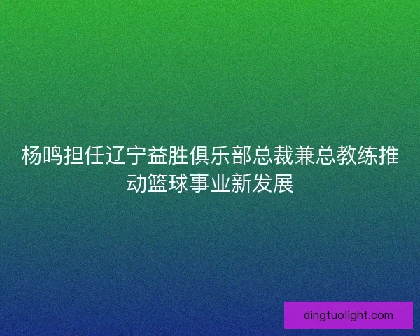 杨鸣担任辽宁益胜俱乐部总裁兼总教练推动篮球事业新发展