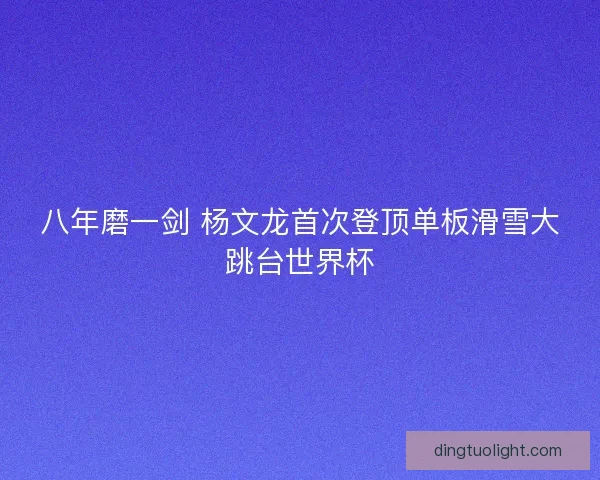 八年磨一剑 杨文龙首次登顶单板滑雪大跳台世界杯