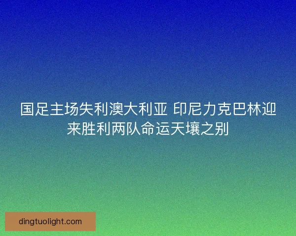 国足主场失利澳大利亚 印尼力克巴林迎来胜利两队命运天壤之别